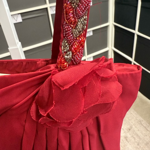 Pretty Maids One Shoulder Beaded Strap Cocktail Scarlet Mini Dress Vintage - Picture 4 of 9